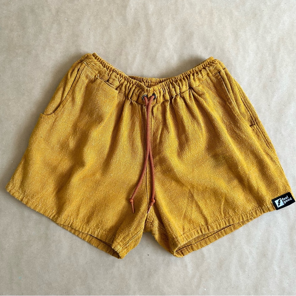 Feel Good mustard comfy short shorts